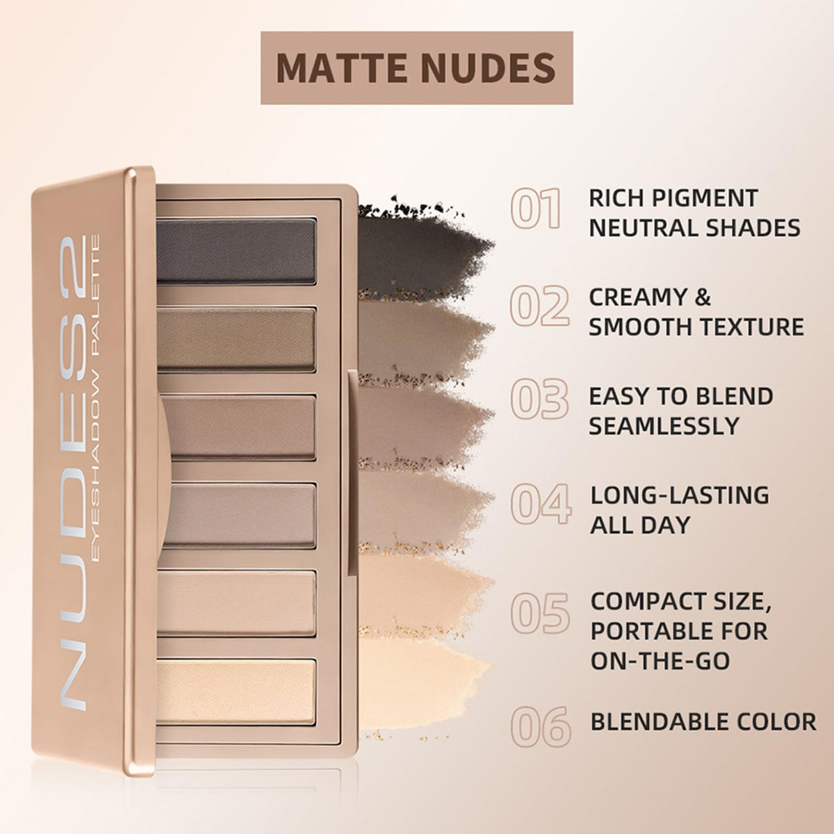 Matte Neutral Mini Eyeshadow Palette with Brush F605