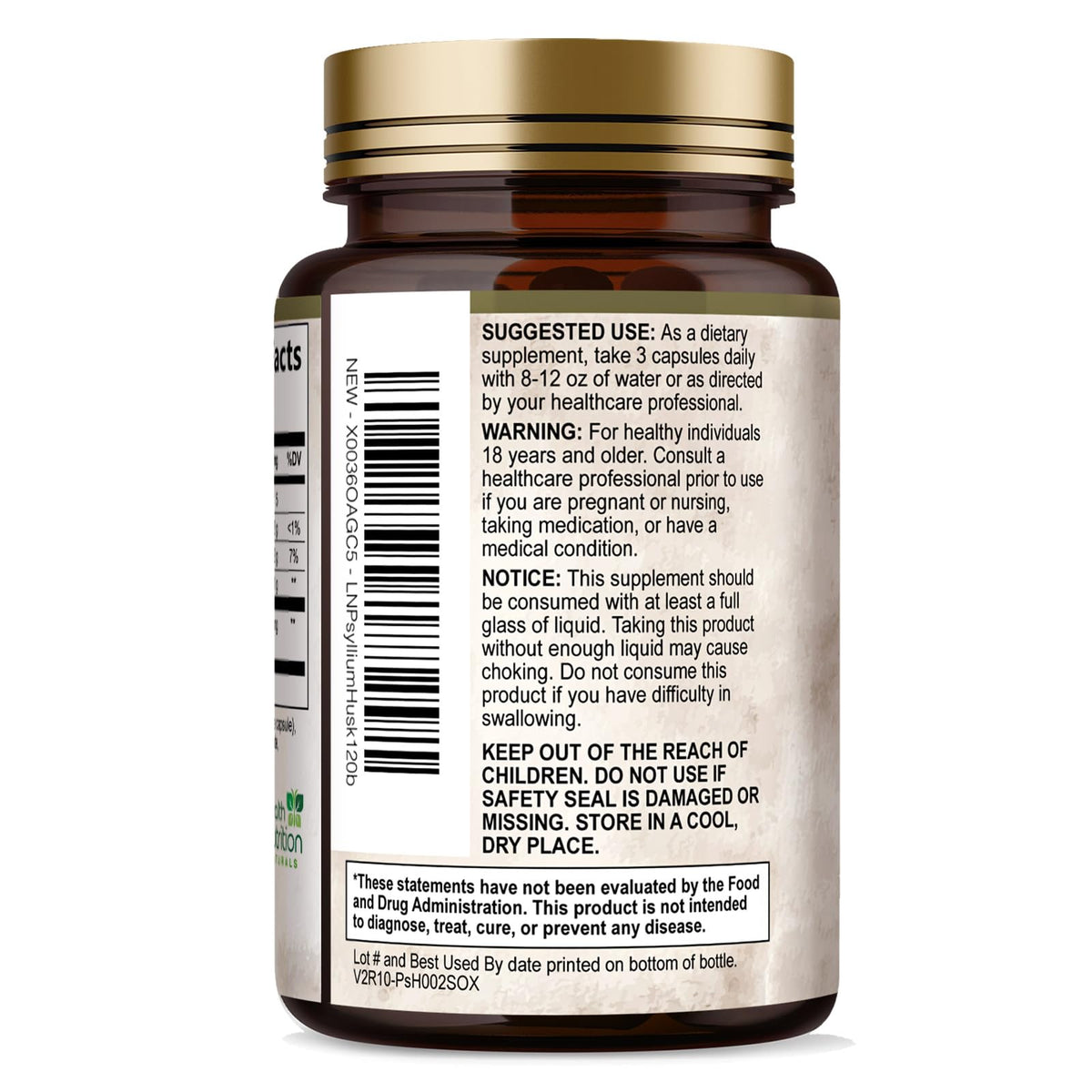 Psyllium Husk Capsules 2000 mg 120 Capsules Q5888