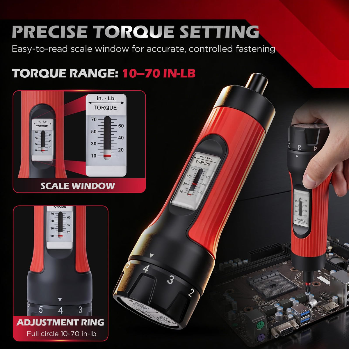 64-Piece Torque Screwdriver Set, 10-70 in-lb, 1/4" Drive E31054