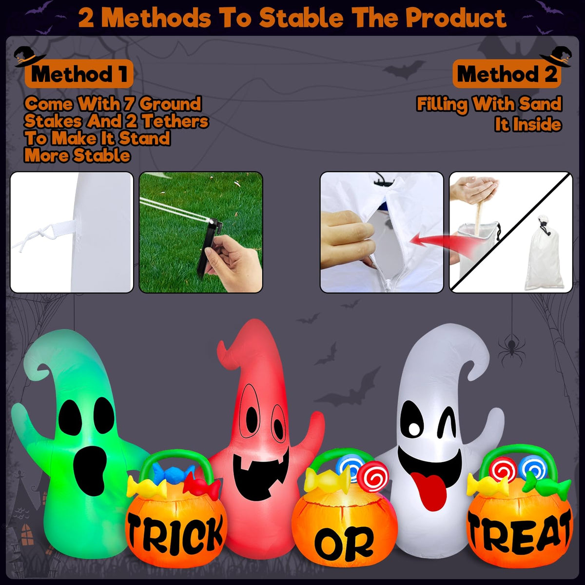 8 Ft Halloween Inflatable Ghosts Decoration T510791
