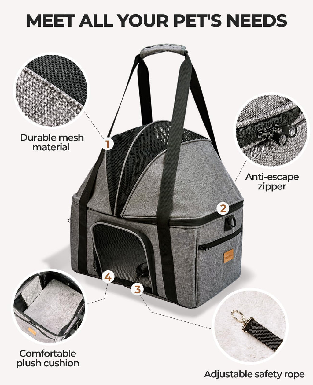 Top-Expandable Cat Carrier with Semi-Open Canopy C871912