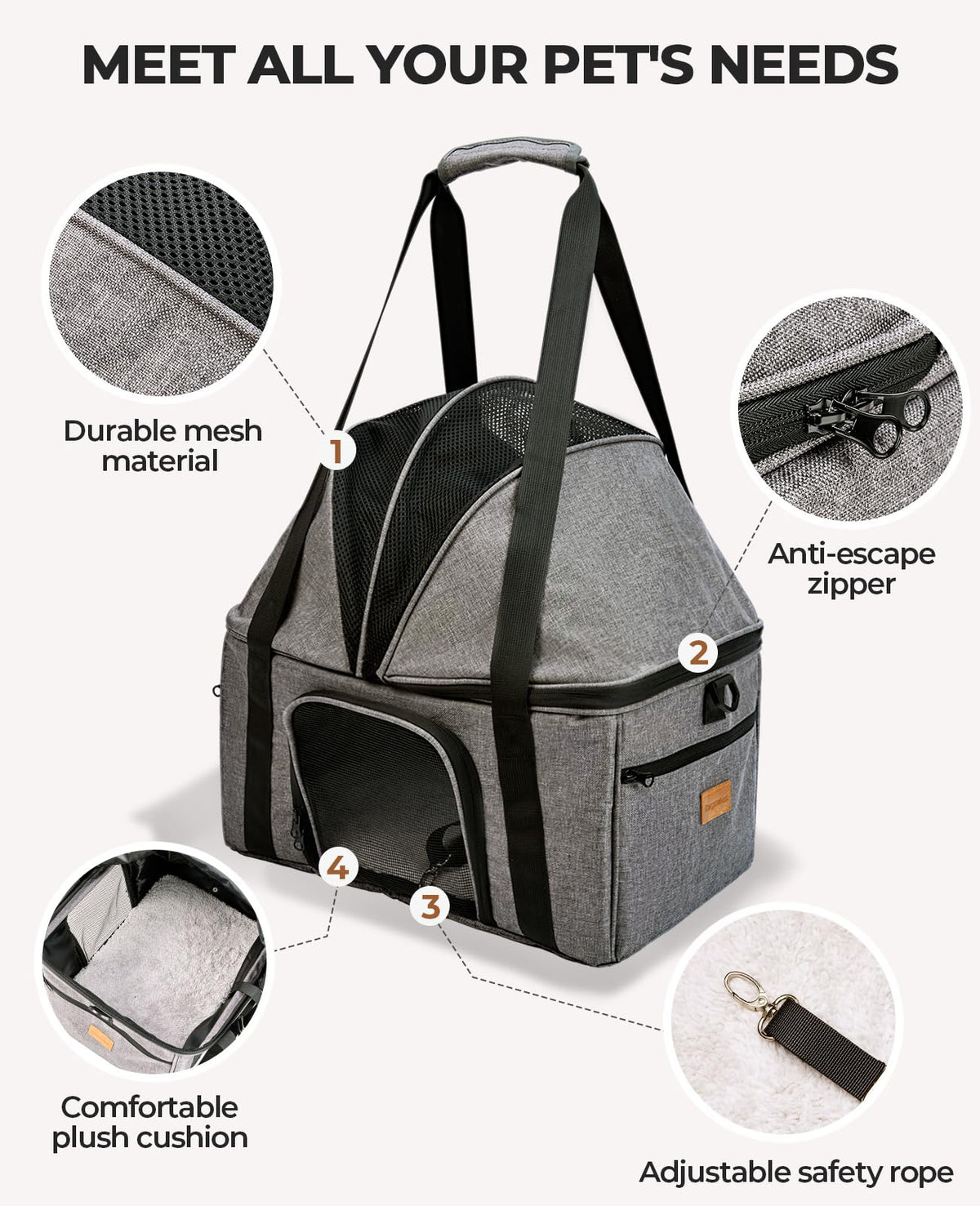 Top-Expandable Cat Carrier with Semi-Open Canopy C871912