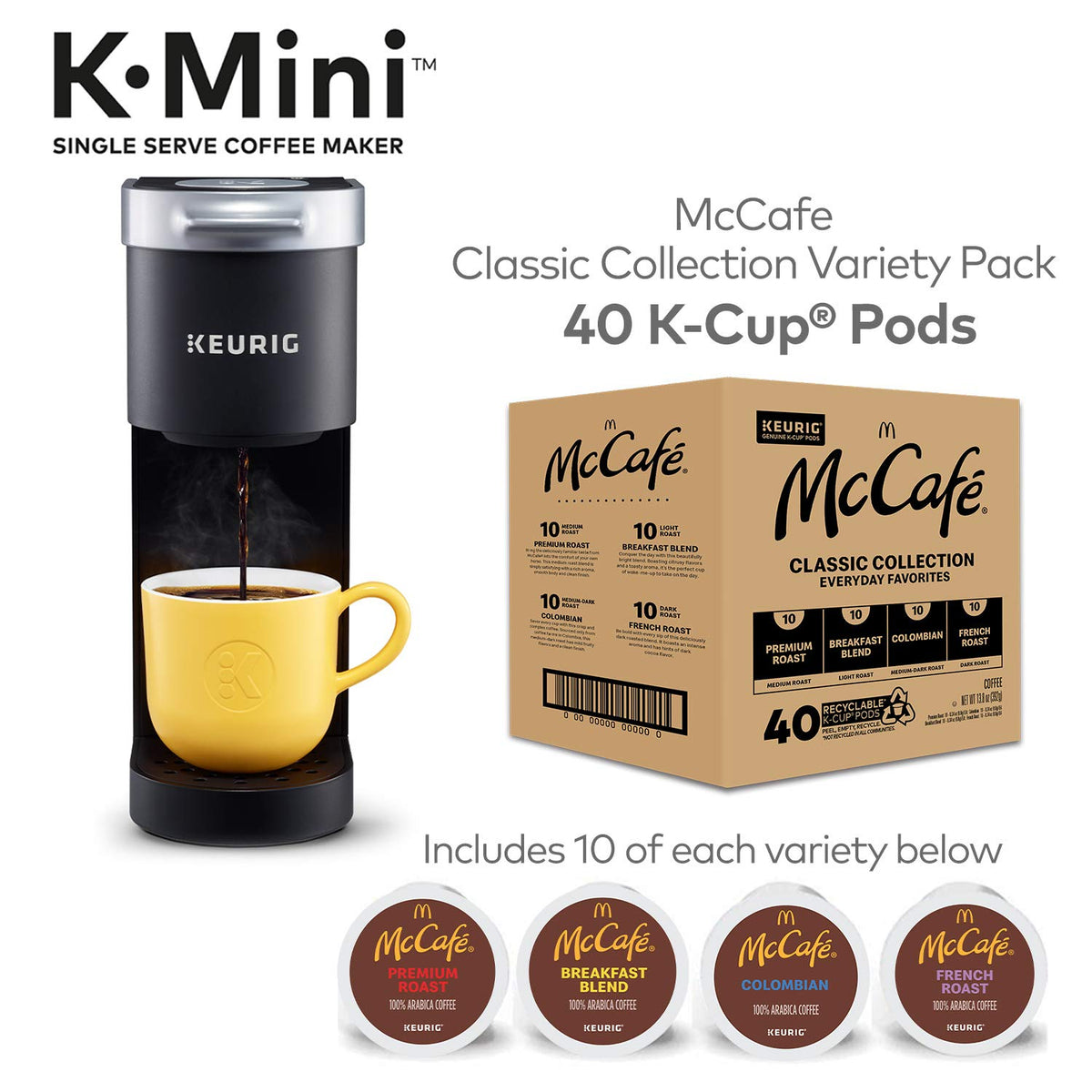 Single Serve K-Cup Pod Coffee Maker, Black, 40 Count M87631