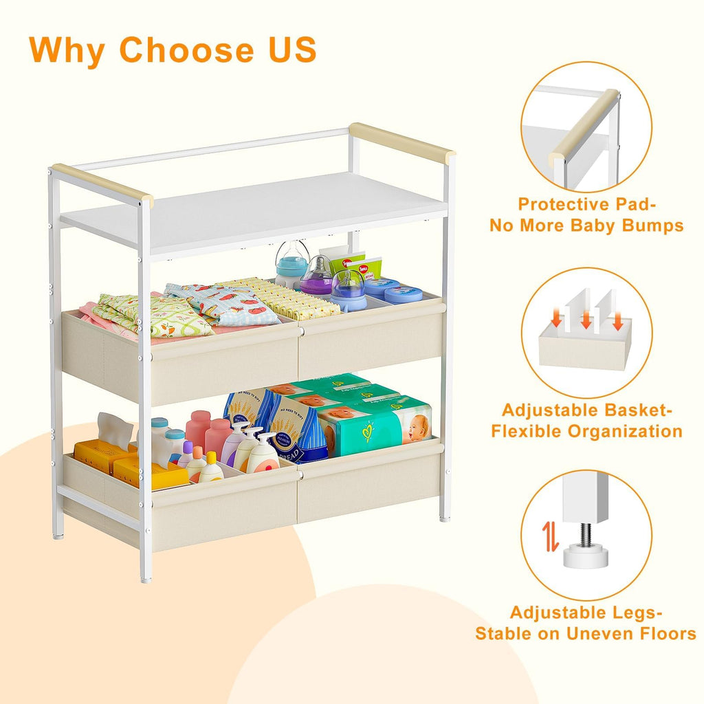 White Baby Changing Table with Storage H83859