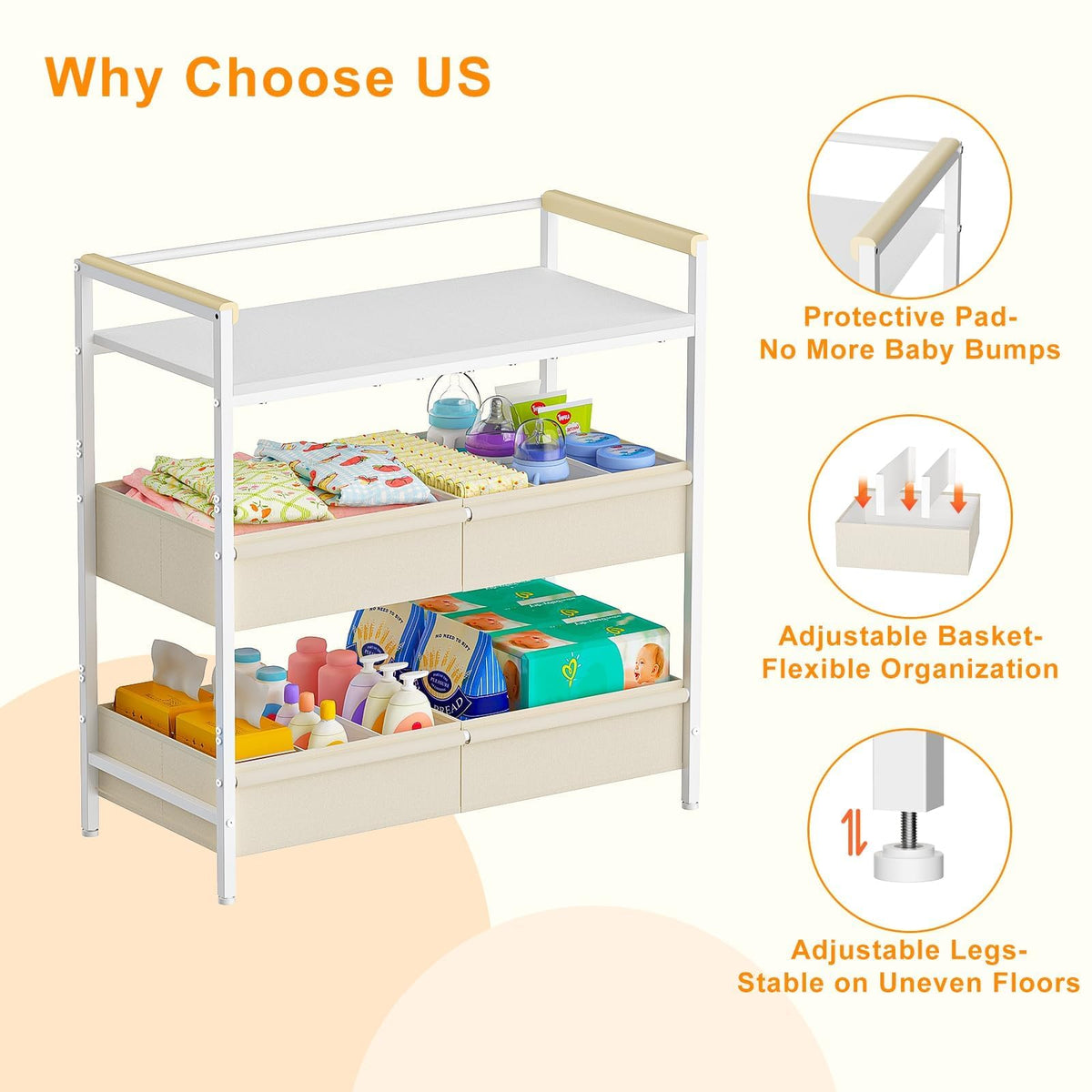 White Baby Changing Table with Storage H83859