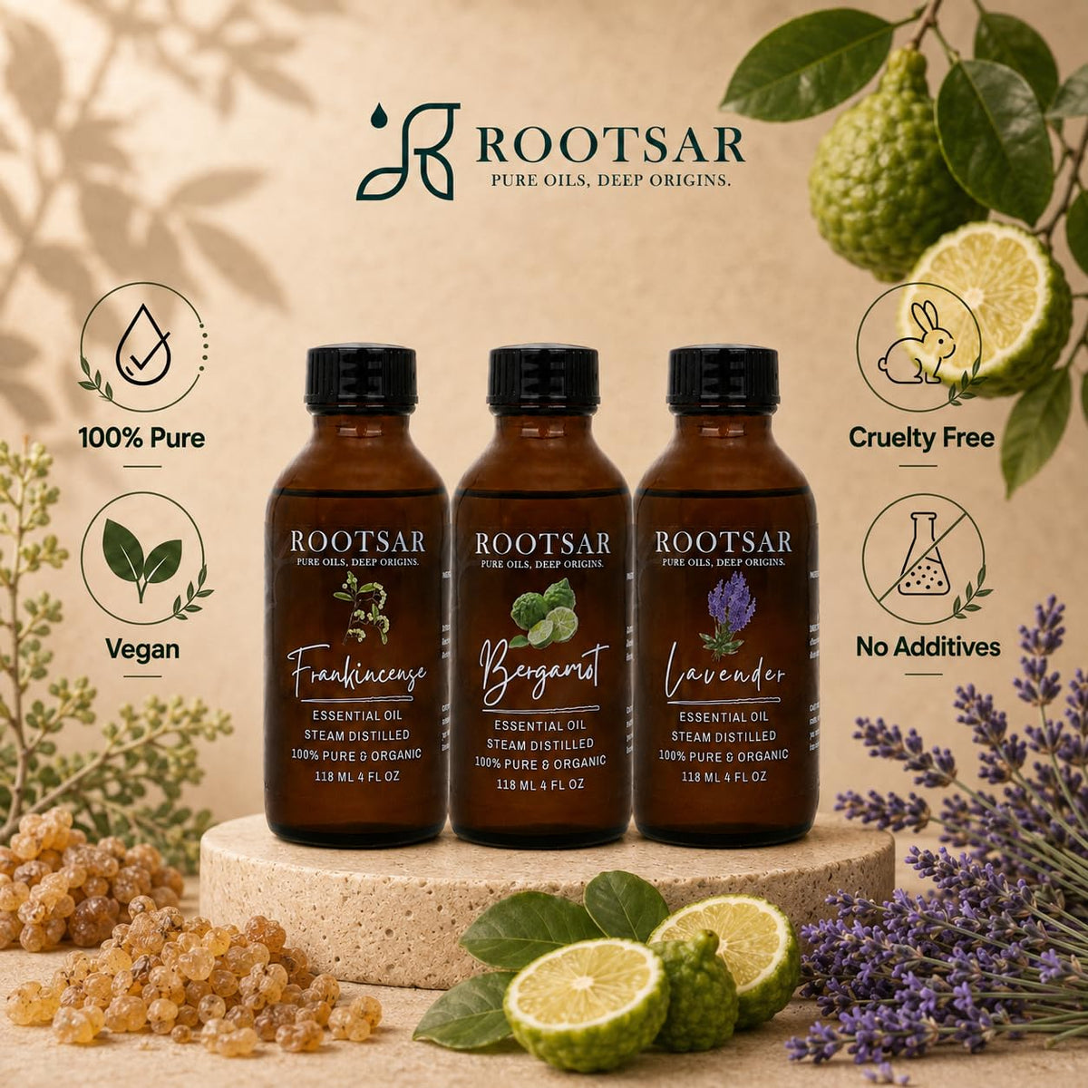 3 Pack Essential Oils 4 Fl Oz M841