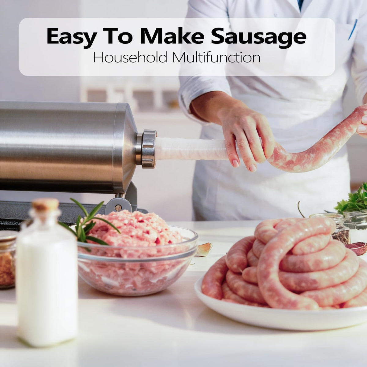 2.5LB Steel Sausage Stuffer with 8 Stuffing Tubes I410712