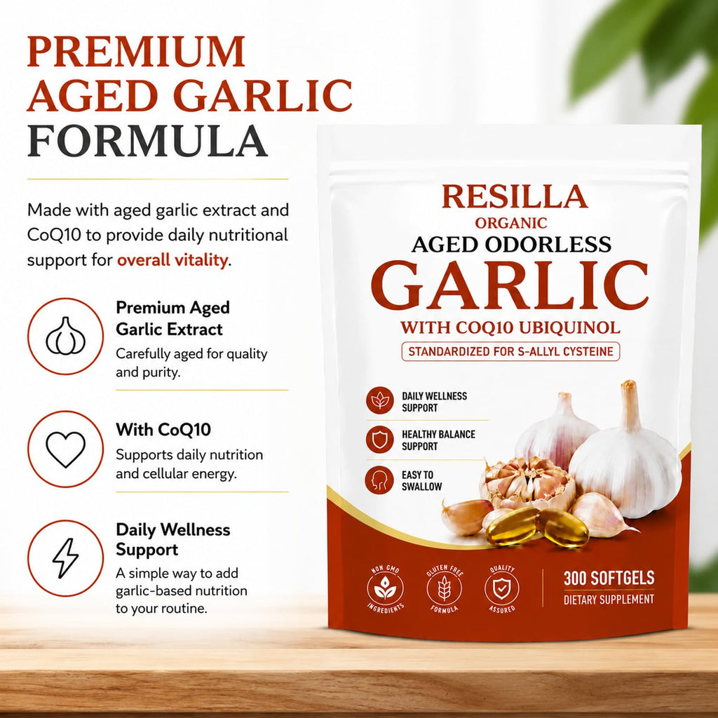 Organic Garlic Extract with CoQ10 Ubiquinol 300 Softgels Y621