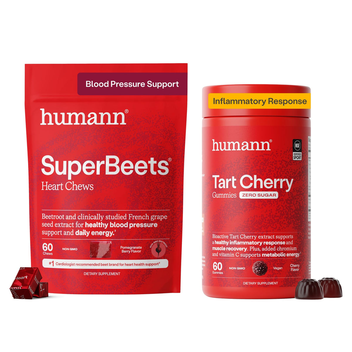 SuperBeets Heart Chews & Tart Cherry Gummies B6469