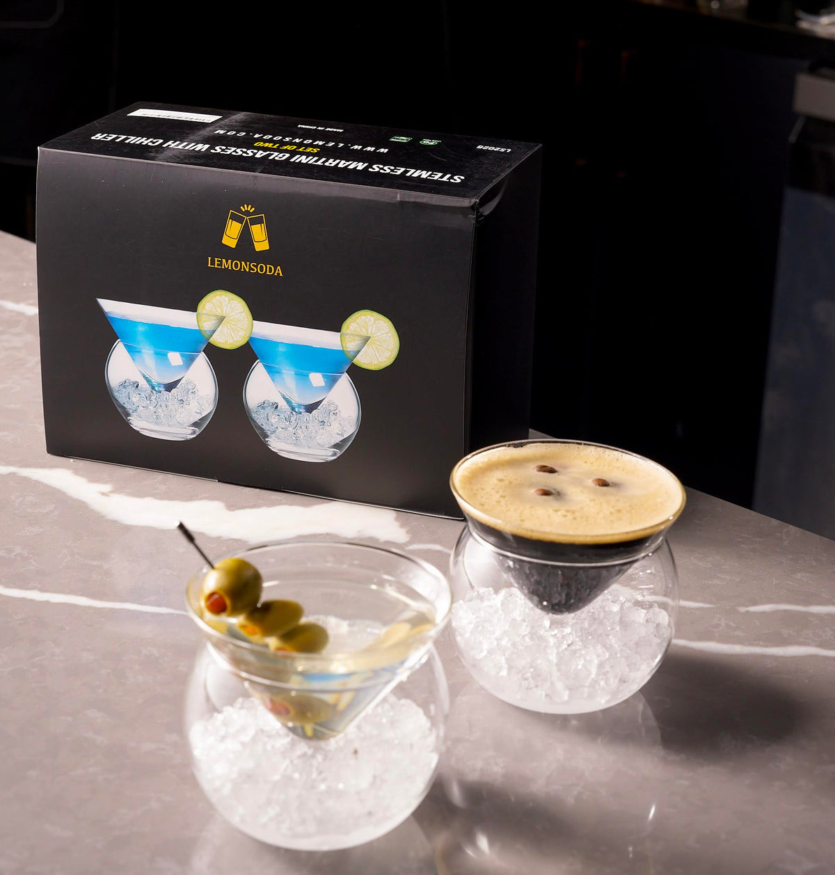 Stemless Martini Glasses with Chiller P796063