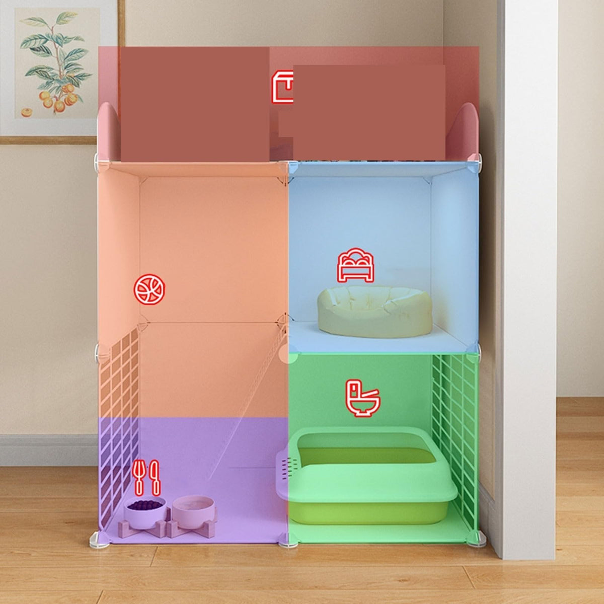 Large Indoor Detachable Metal Cat Cage with Cat Bed Q36852