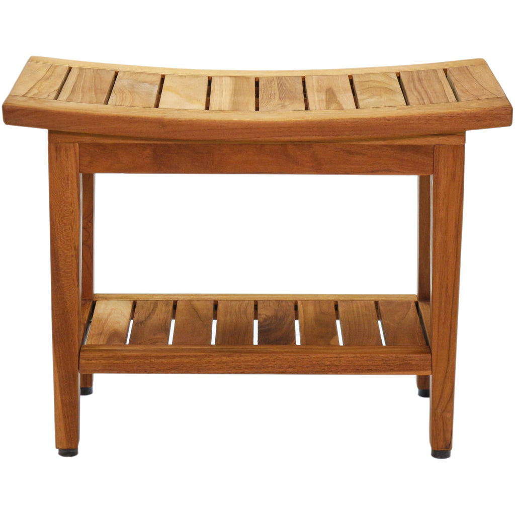 24" Teak Shower Bench with Shelf T3374