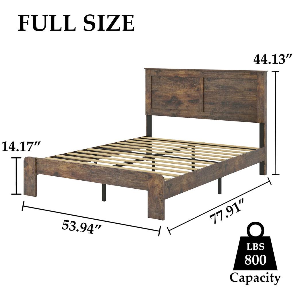 Wood Full Size Bed Frame with Headboard and Footboard K5924