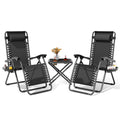 Black Set of 2 Folding Zero Gravity Chairs with Side Table X143885