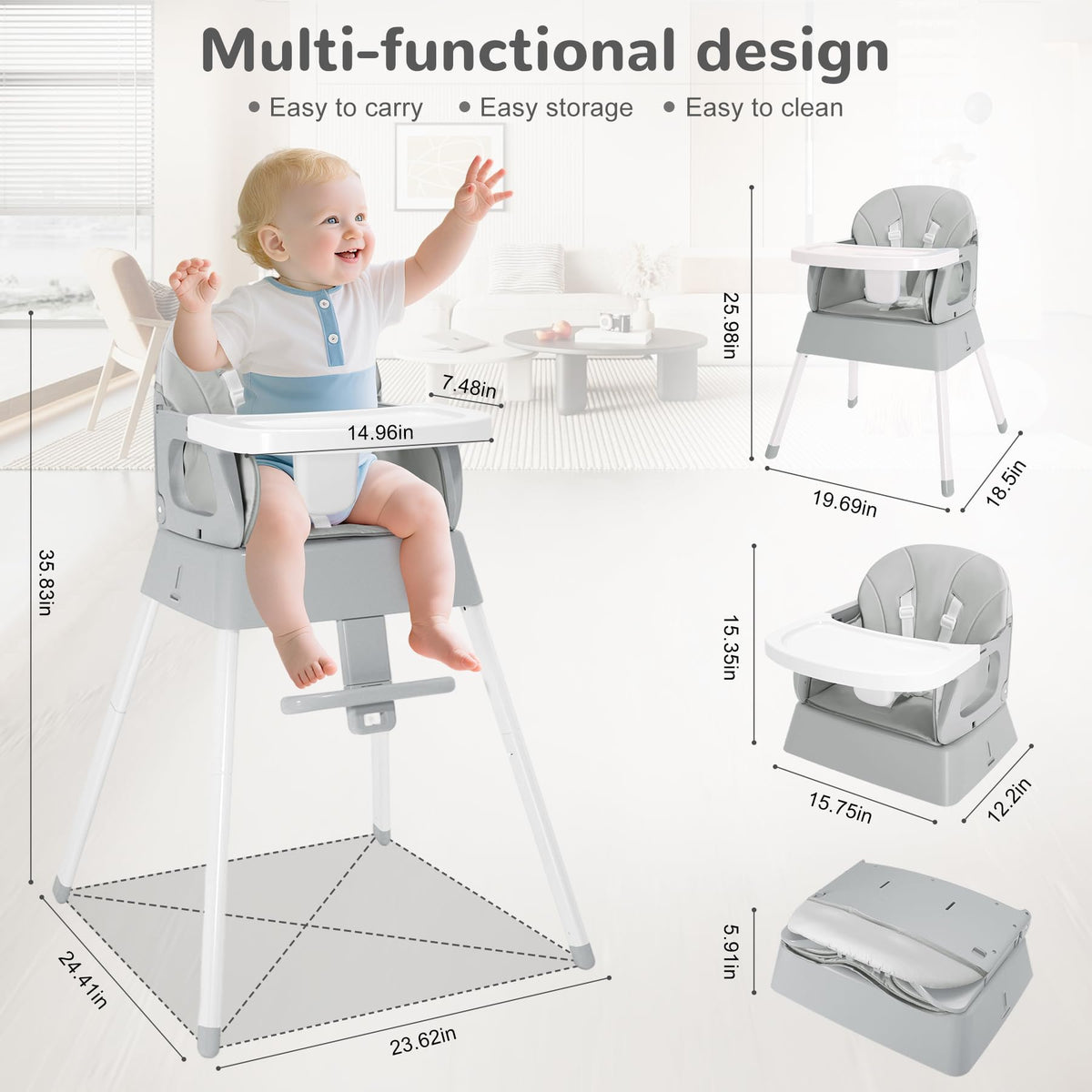 4 in 1 Portable Convertible High Chair L8217