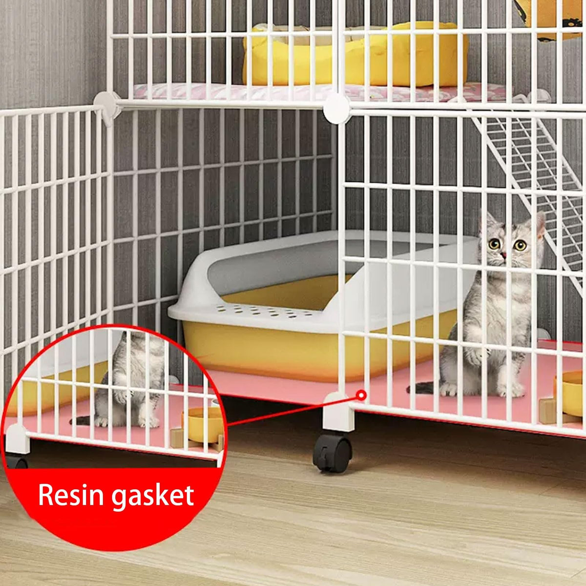 Large Indoor Detachable Metal Cat Cage with Cat Bed Q36852