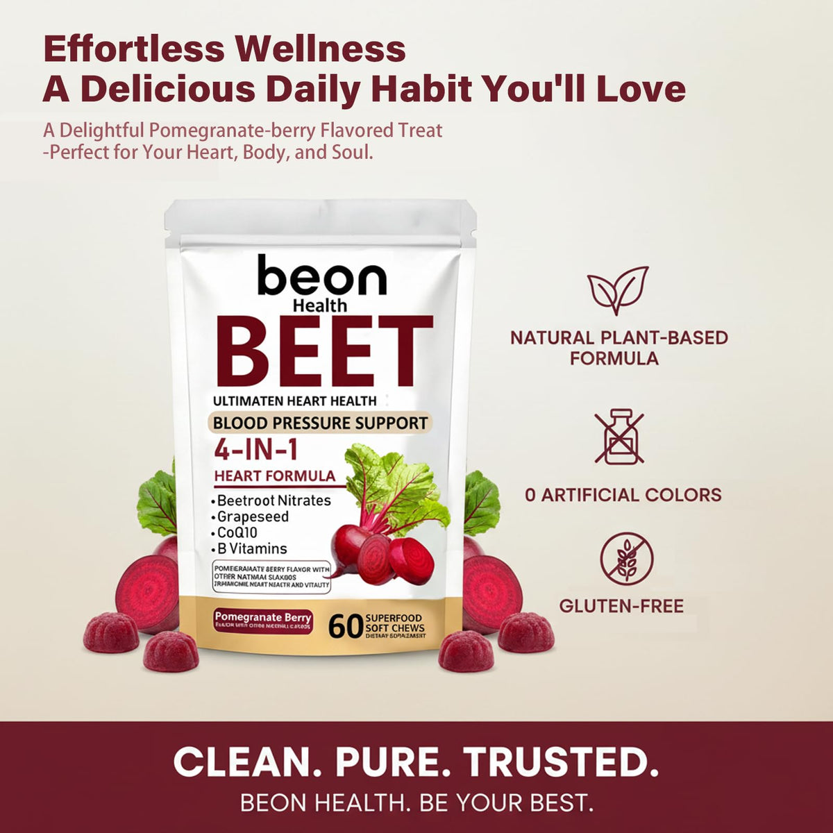 60 Count Beet Chews Supplement with 500mg T2668