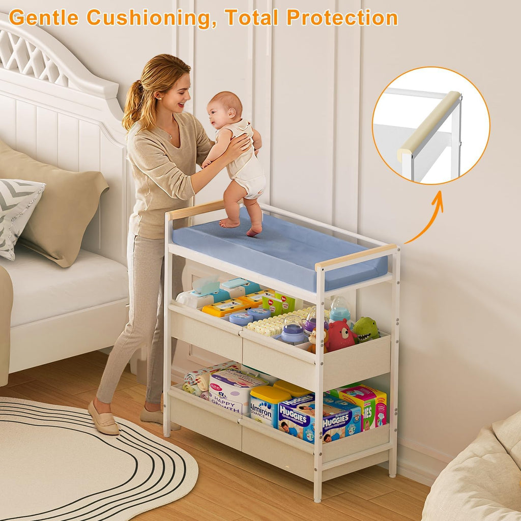 White Baby Changing Table with Storage H83859