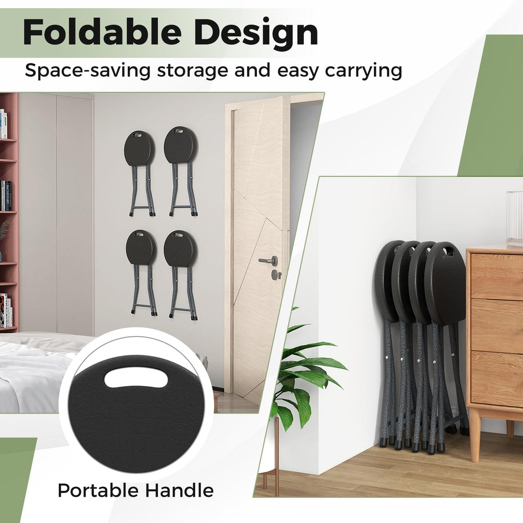 Black Folding Stool with Carry Handle 330lbs Capacity U94970
