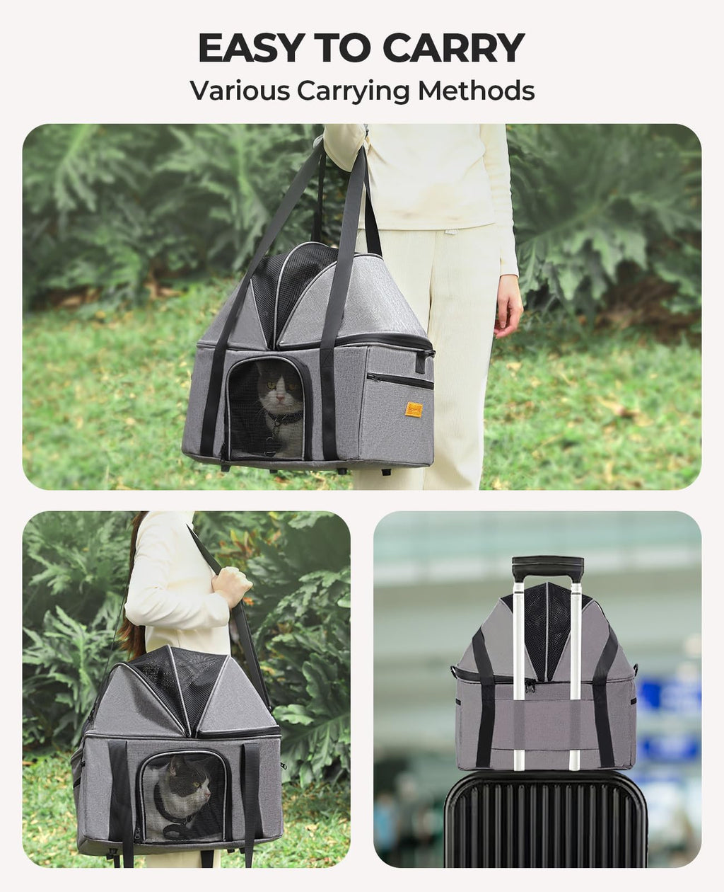 Top-Expandable Cat Carrier with Semi-Open Canopy C871912