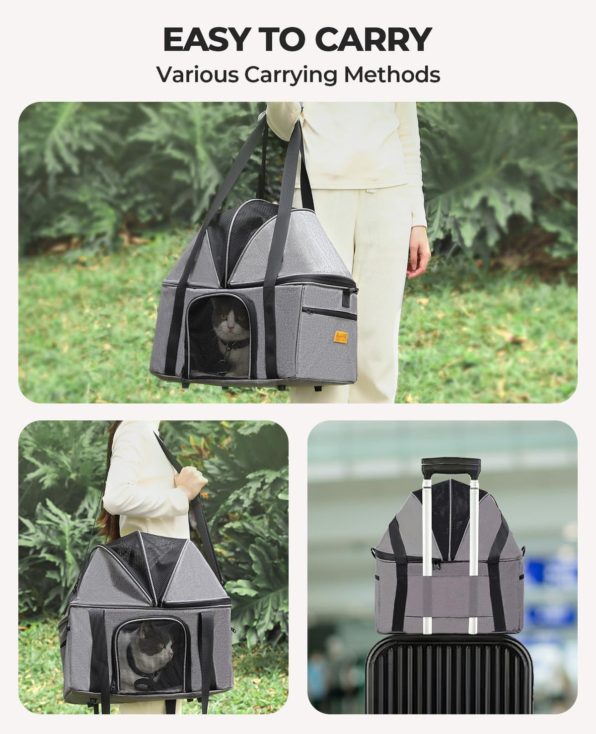 Top-Expandable Cat Carrier with Semi-Open Canopy C871912