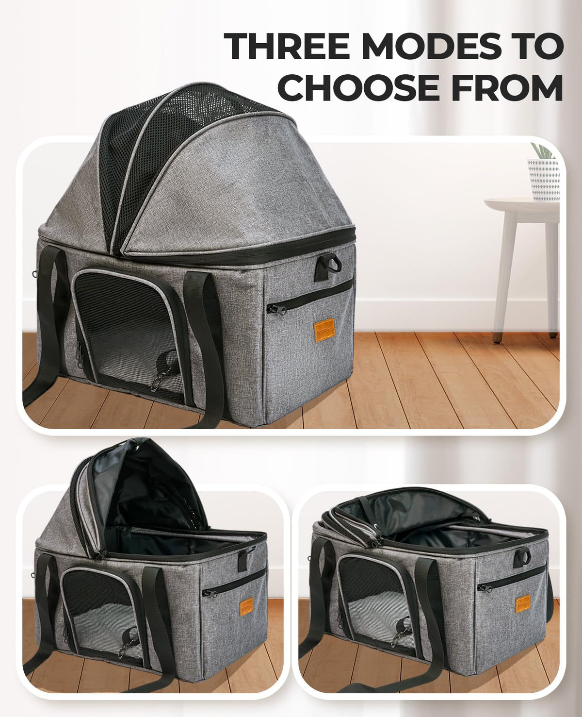 Top-Expandable Cat Carrier with Semi-Open Canopy C871912
