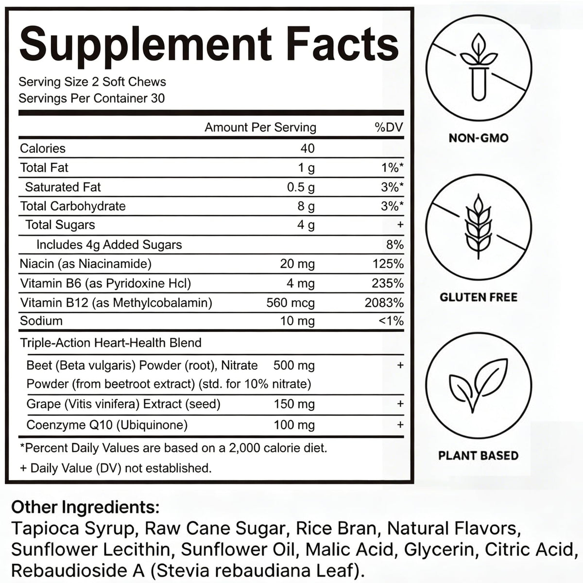 60 Count Beet Chews Supplement with 500mg T2668