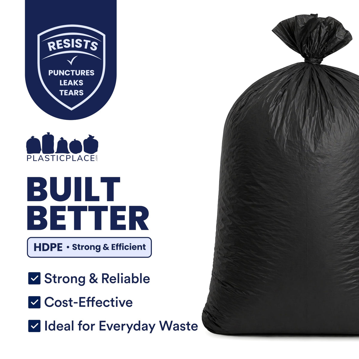 55-60 Gallon Heavy Duty Black Trash Bags, 100 Count T847