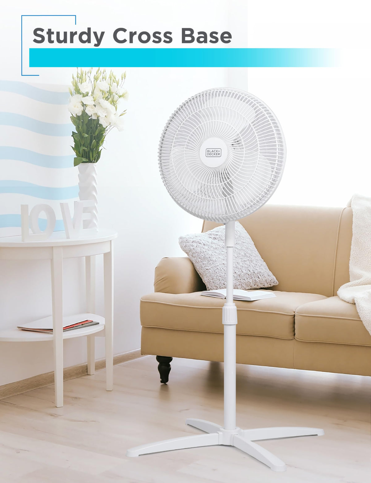 16-Inch Oscillating Pedestal Fan, 3 Speeds, White A486148