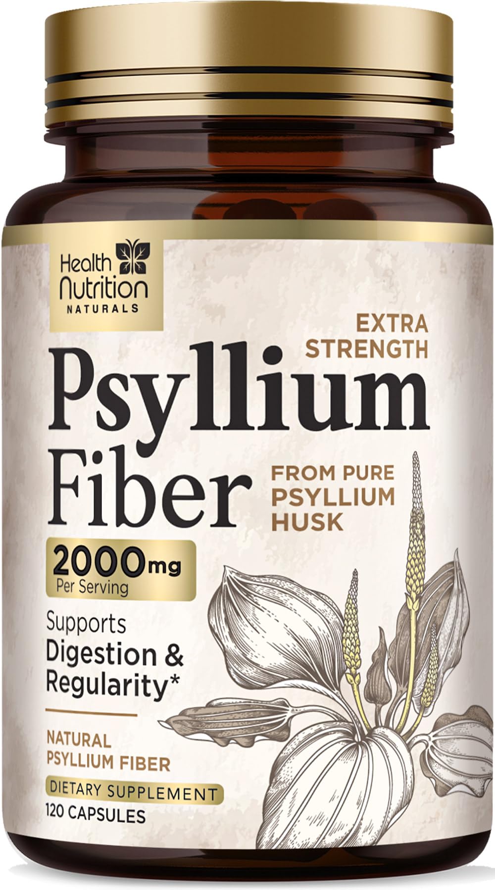 Psyllium Husk Capsules 2000 mg 120 Capsules Q5888