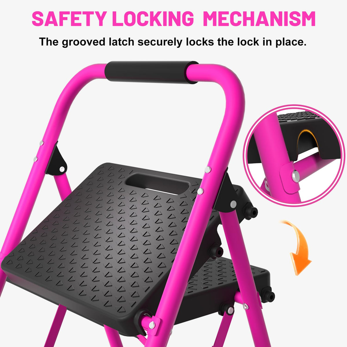 Pink Foldable 2 Step Ladder V684139