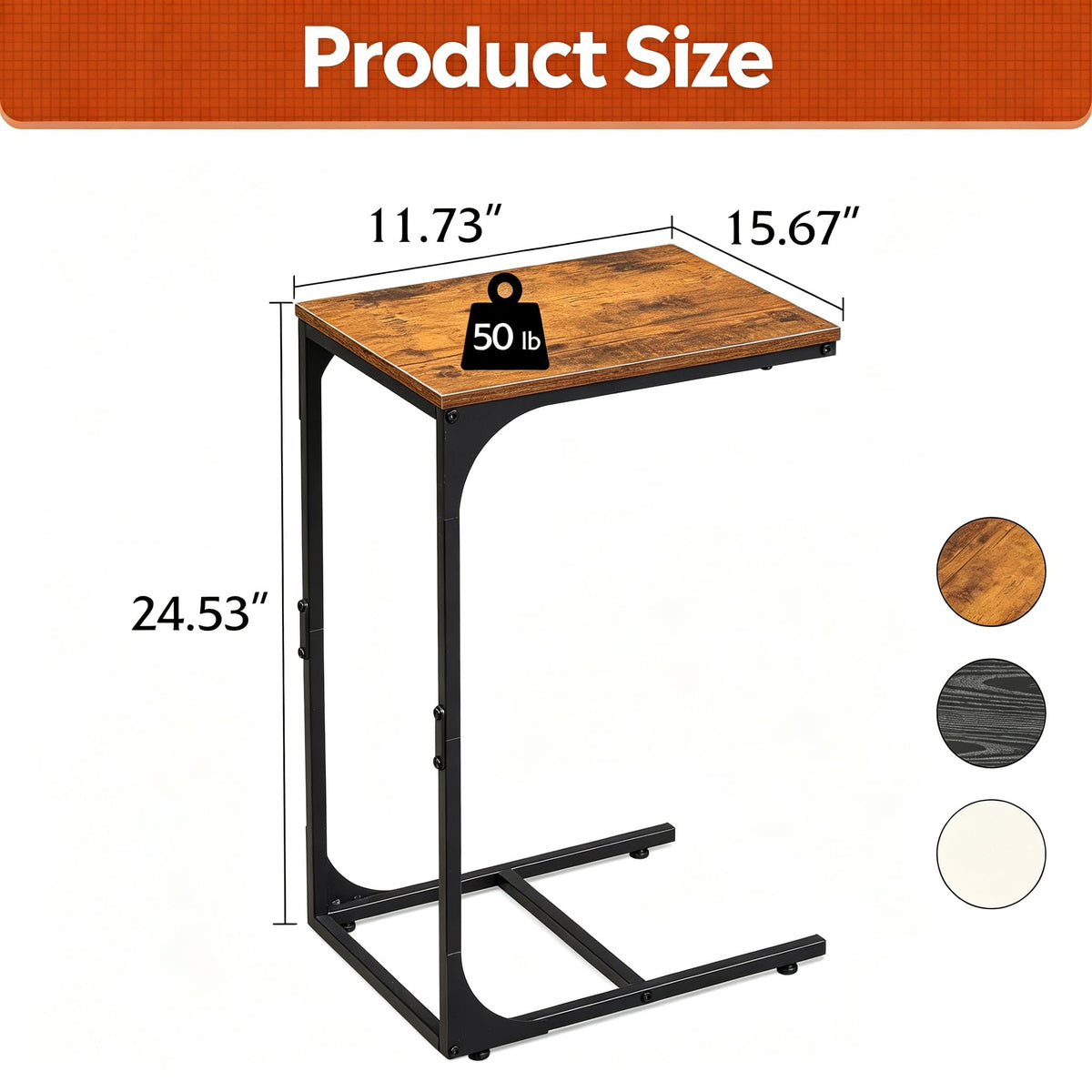 C-Shaped End Table Set of 2 Metal Frame M996676