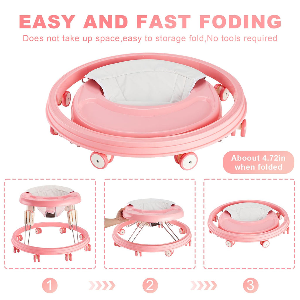 Adjustable Folding Baby Walker with Easy Clean Tray W8042
