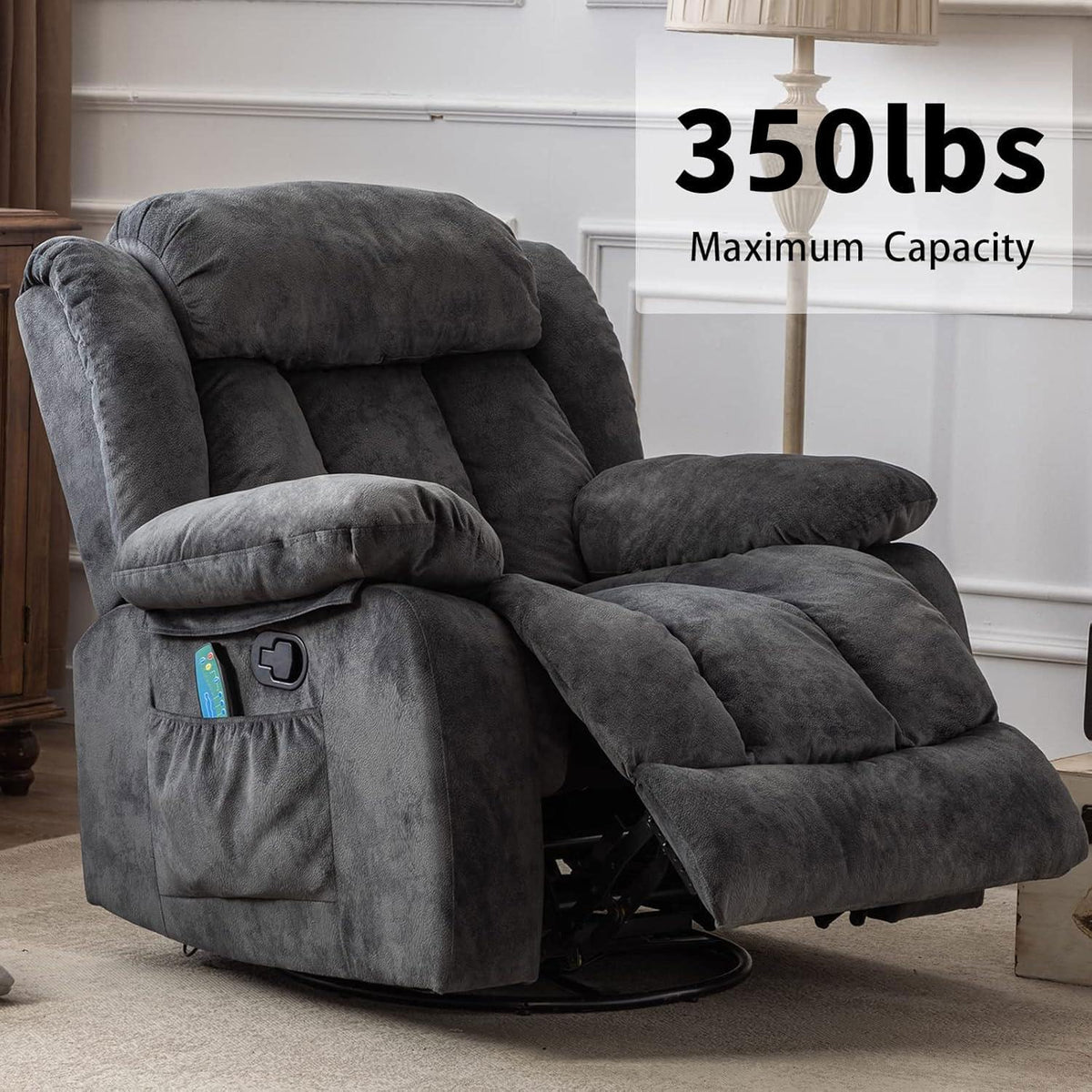 Gray Massage Swivel Rocker Recliner Chair X237