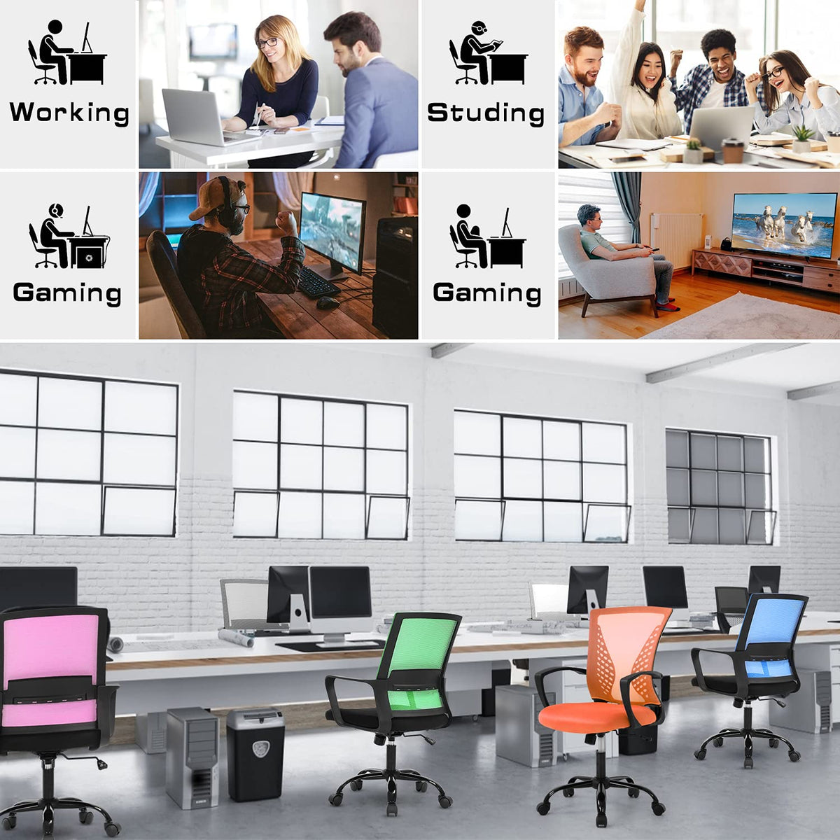 Orange Mesh Ergonomic Office Chair with Lumbar Support I8059