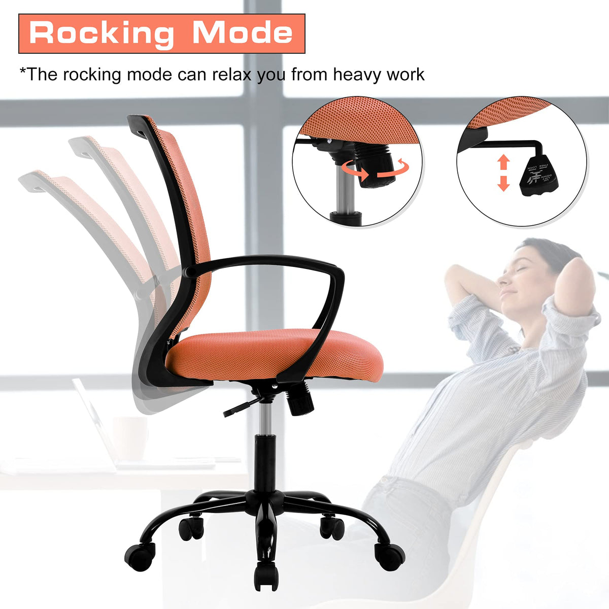 Orange Mesh Ergonomic Office Chair with Lumbar Support I8059