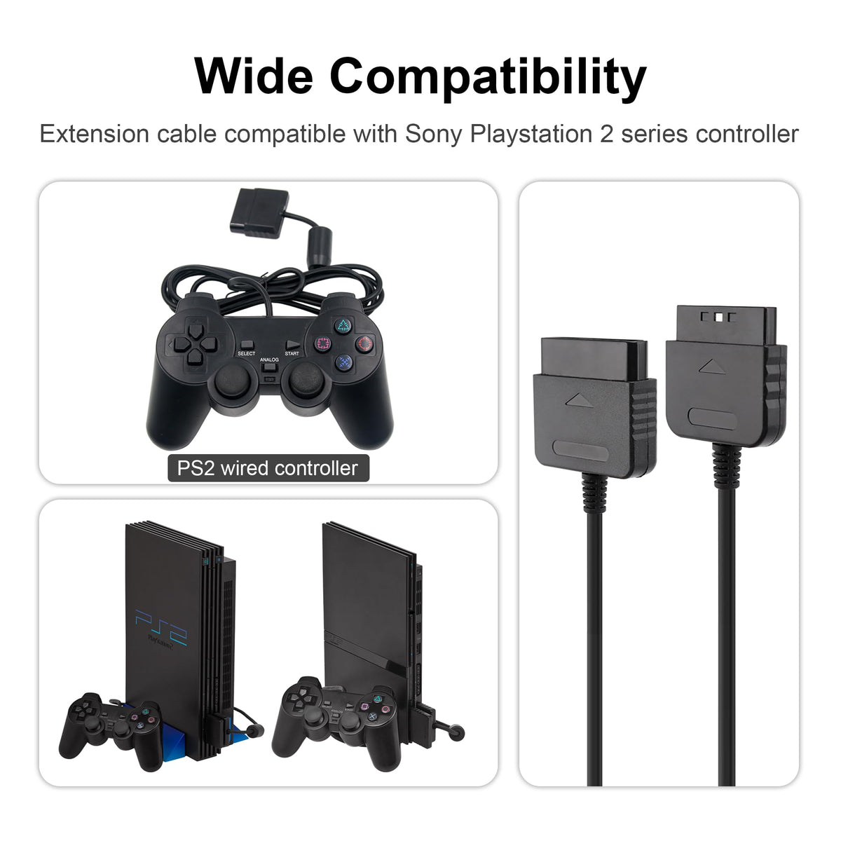 PS2 Controller Extension Cable 2-Pack 1.8M/6FT H34501