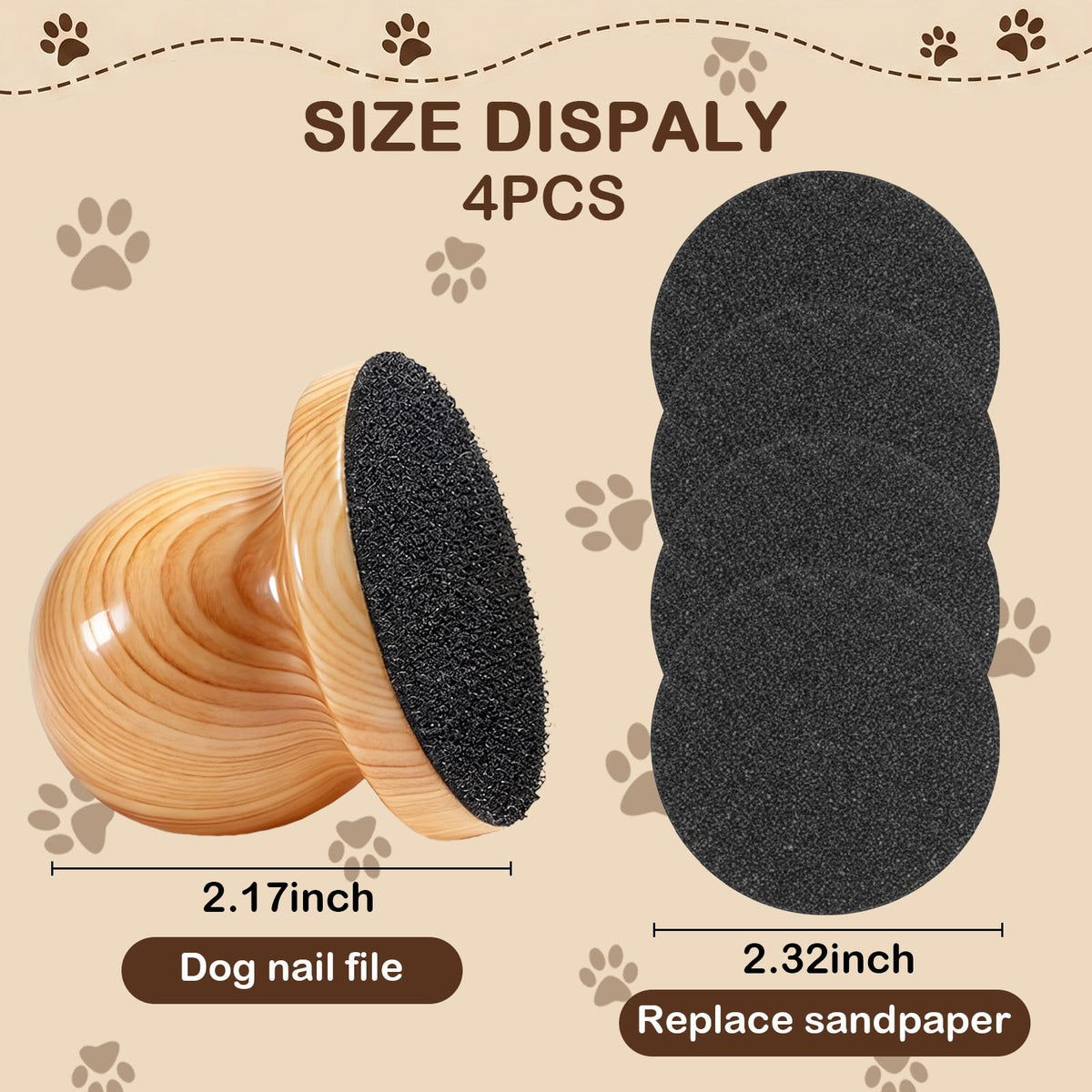 Dog Nail File Grinder Board with 4-Pack Replaceable Sandpaper Discs Y939393