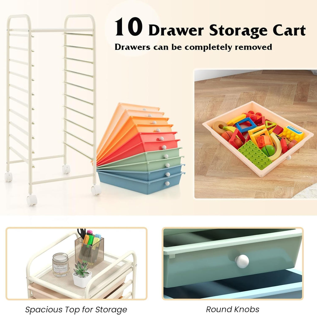 10 Drawer Rolling Storage Cart H70666