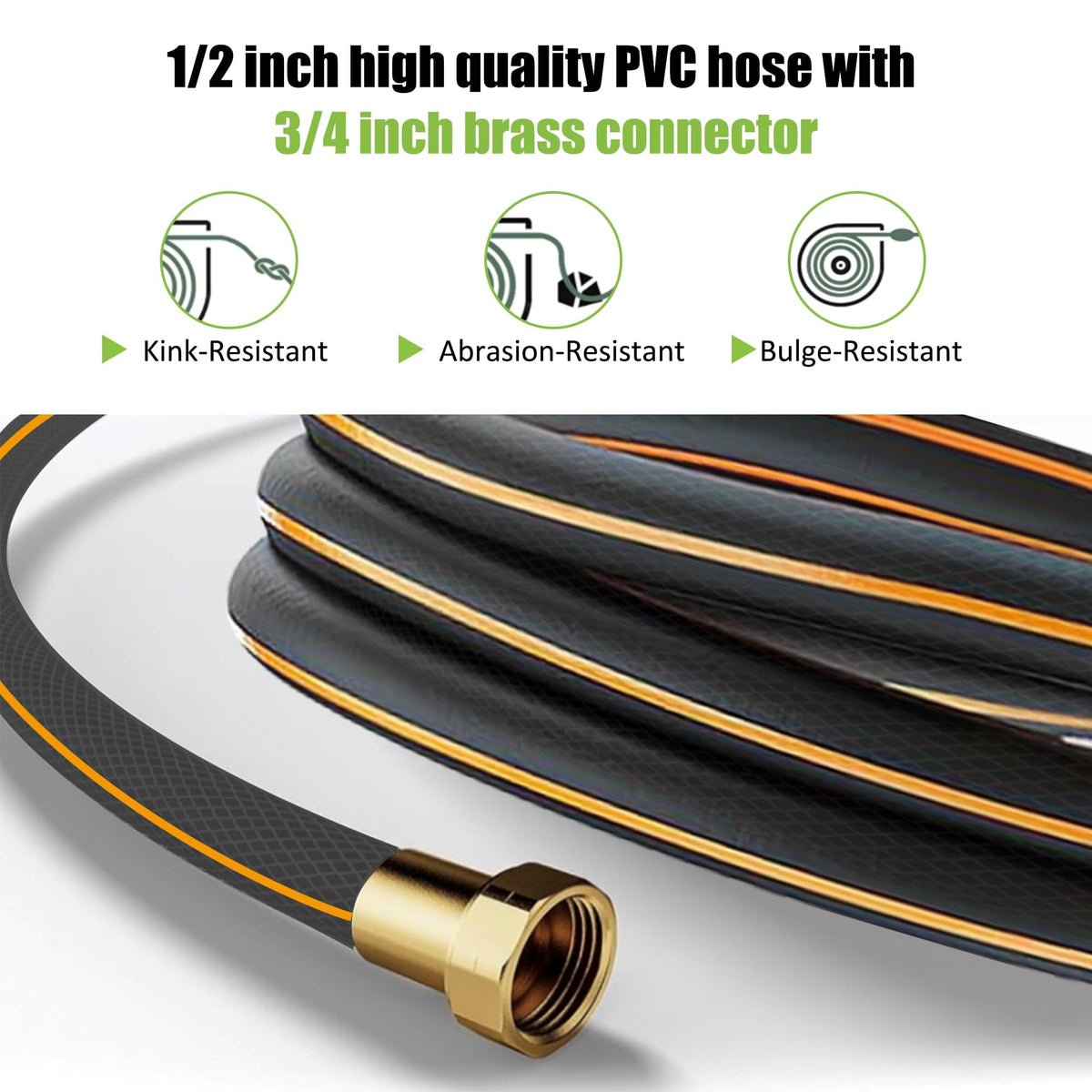 Retractable Garden Hose Reel, 1/2 in x 100 ft Wall Mounted Heavy Duty with 9 Patterns Nozzle U119