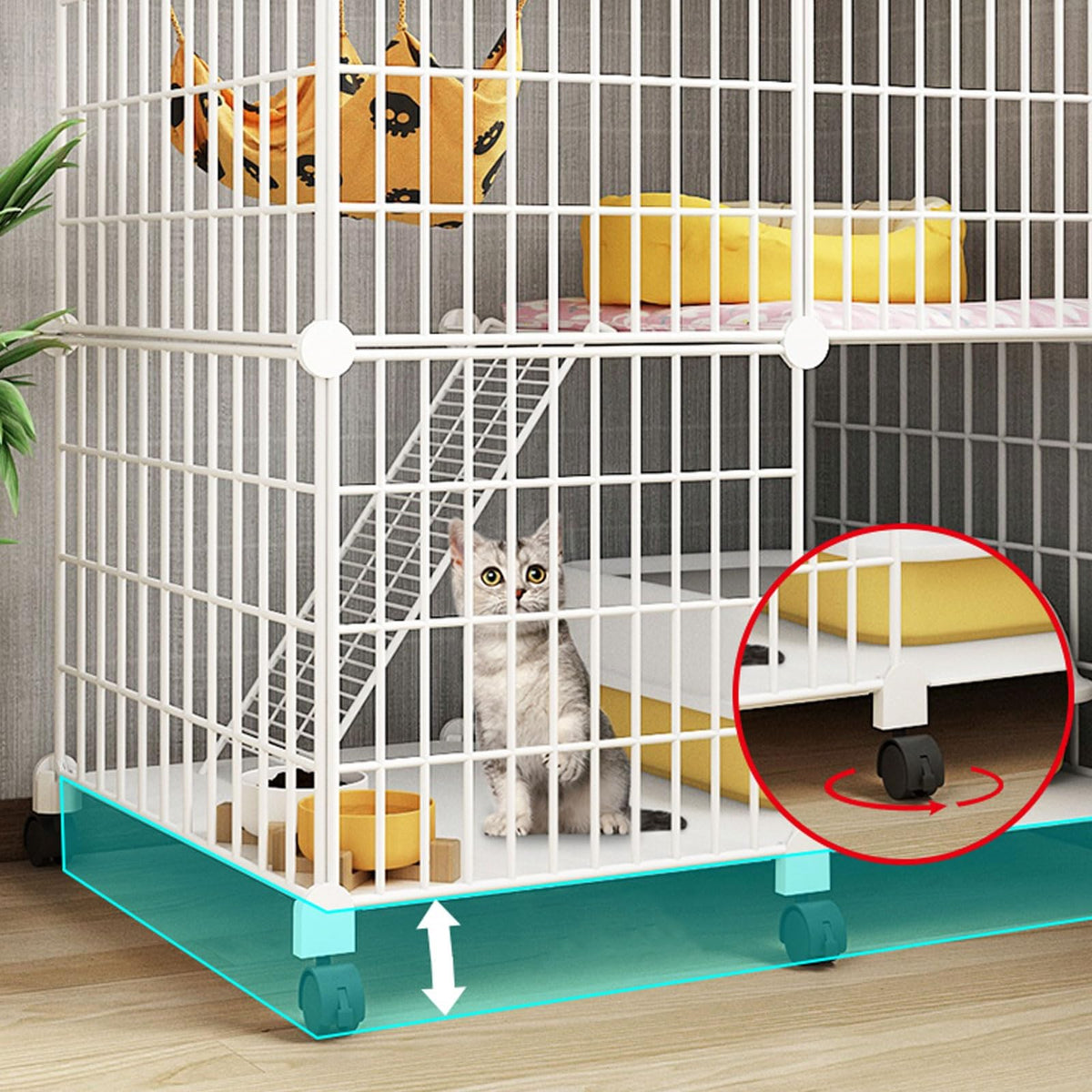 Large Indoor Detachable Metal Cat Cage with Cat Bed Q36852