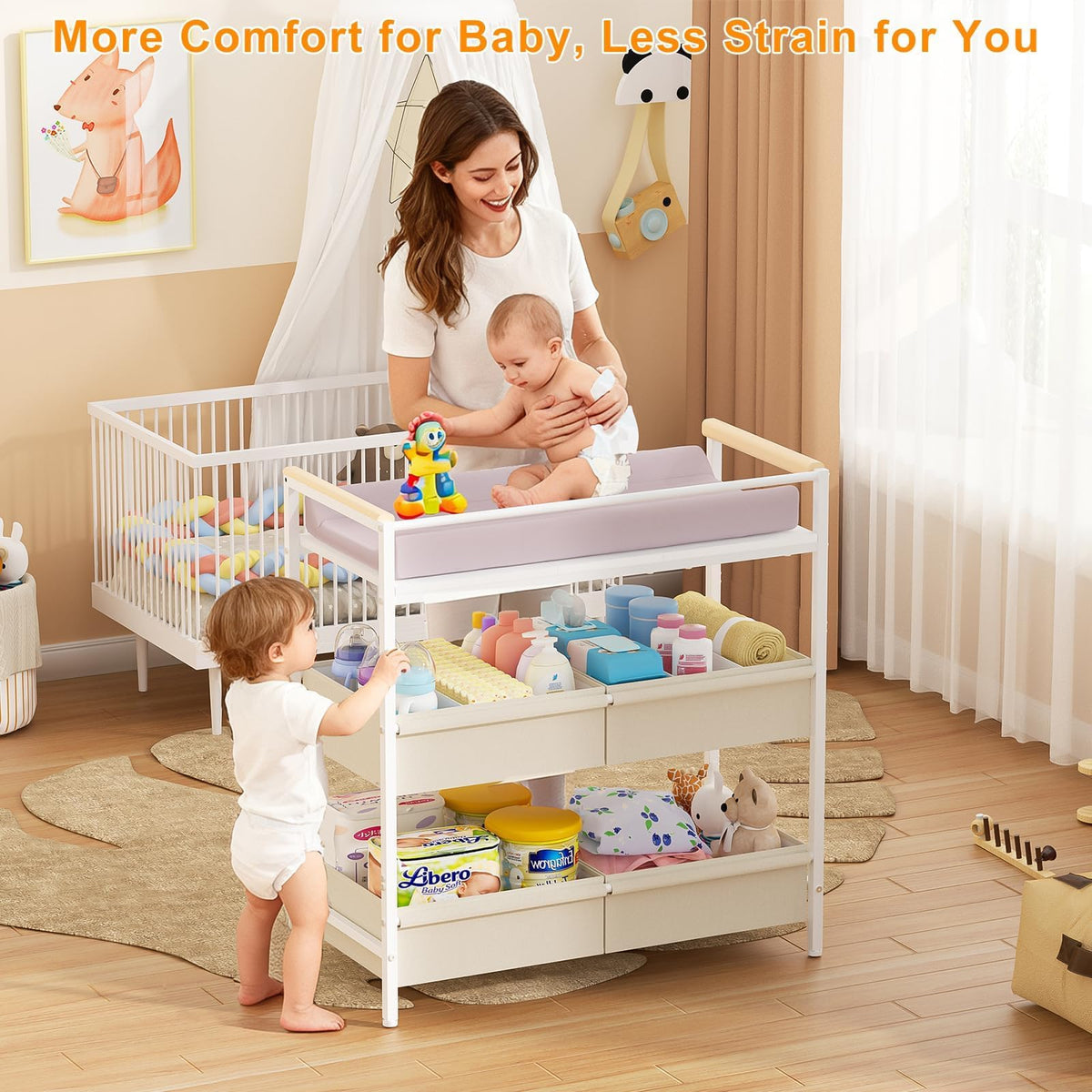 White Baby Changing Table with Storage H83859