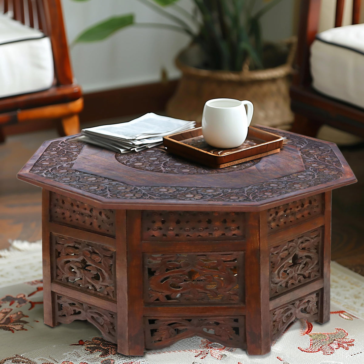 Solid Wood Folding Octagon Coffee Table S6786