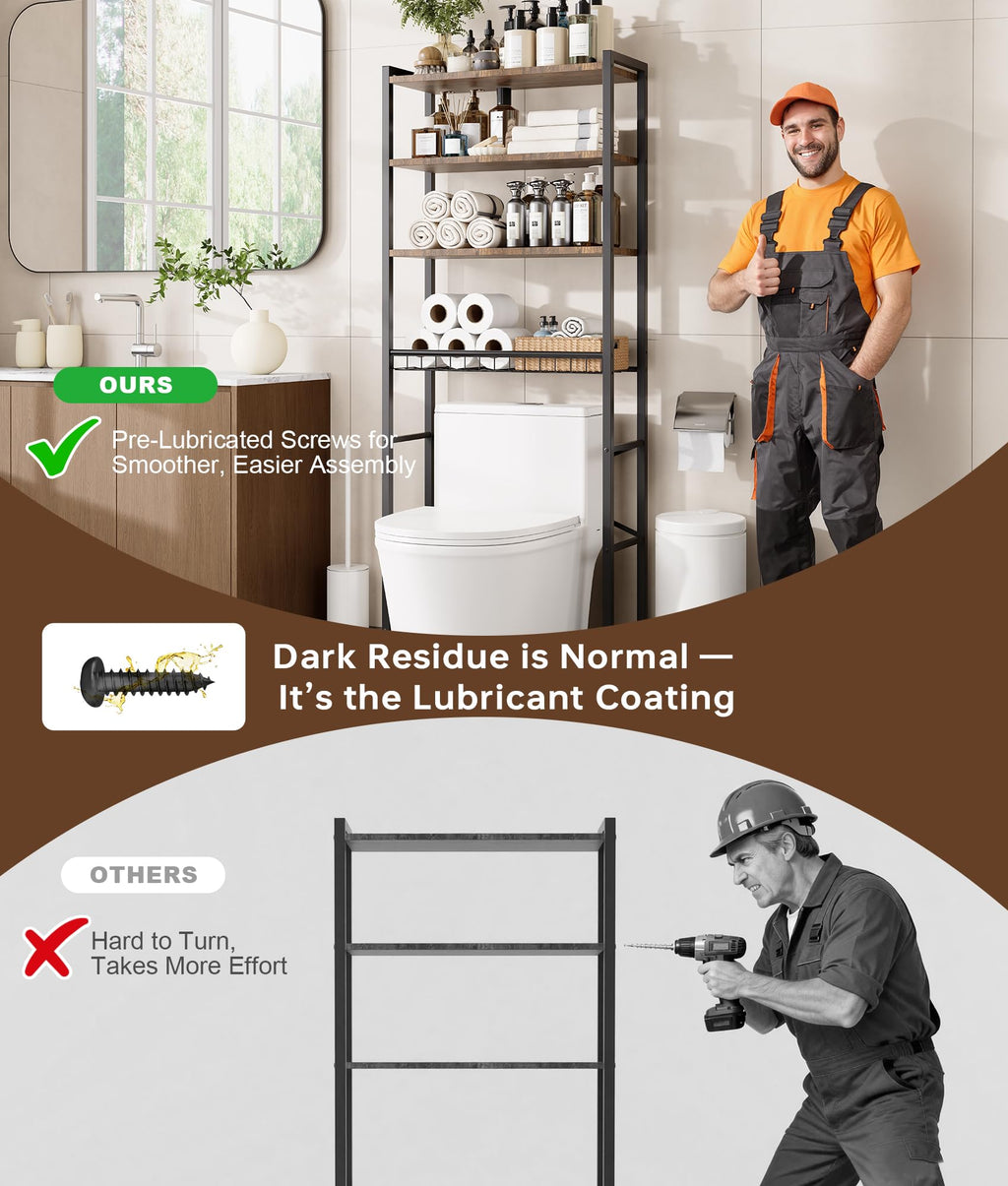 Brown 4-Tier Over-the-Toilet Storage Rack U589