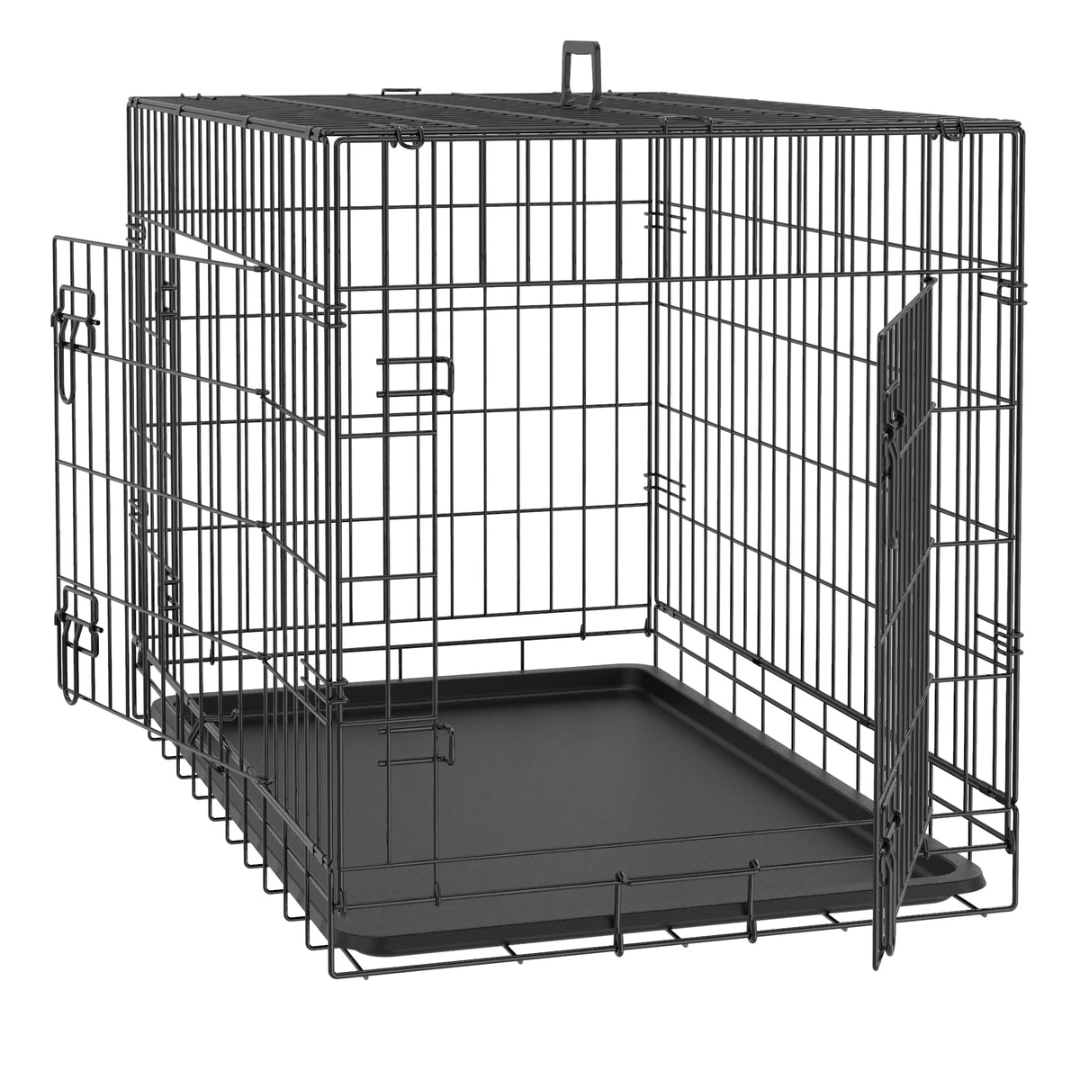 Double Door Folding Metal Wire Dog Crate with Tray V965914