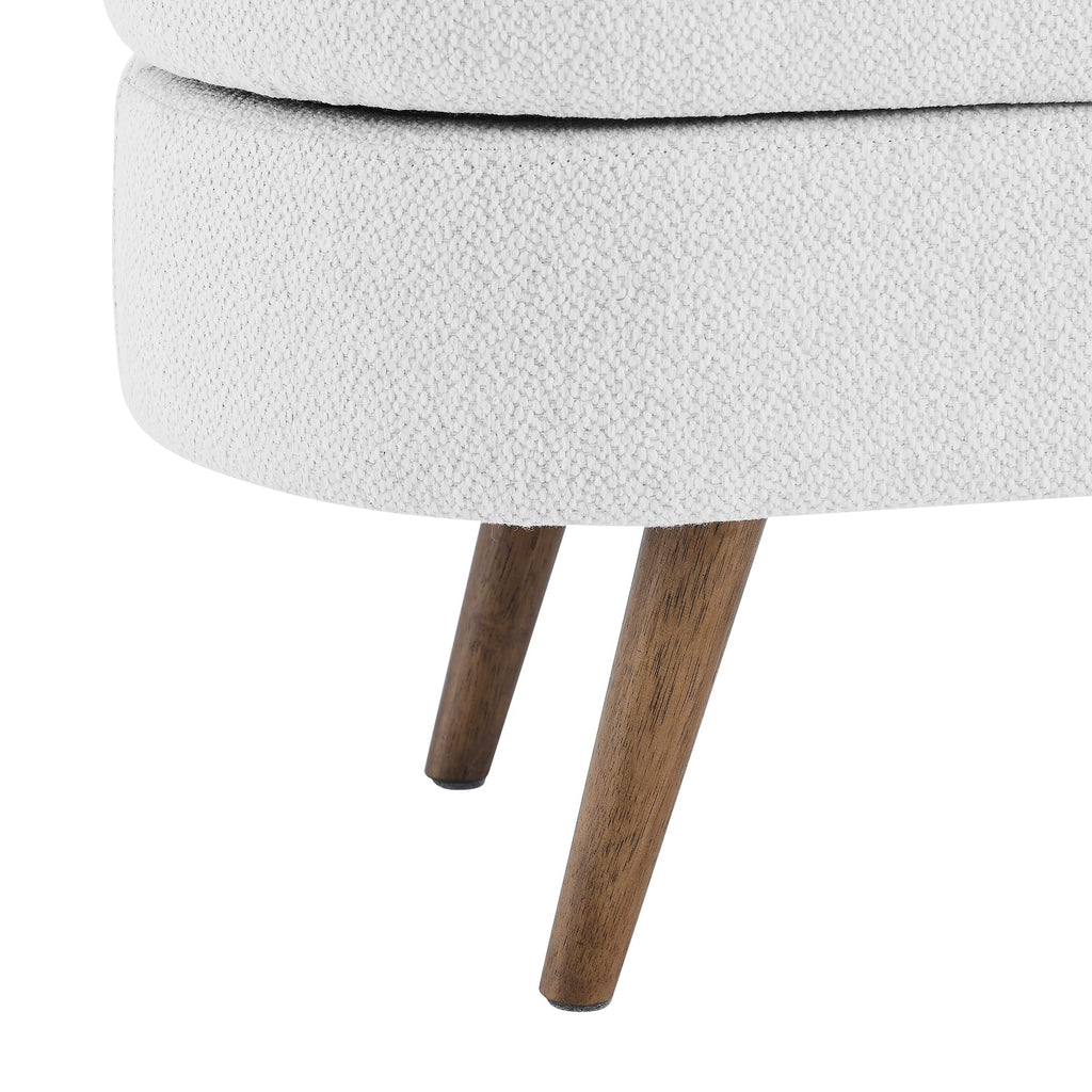 White Oval Storage Bench with Rubber Wood Legs Q69330
