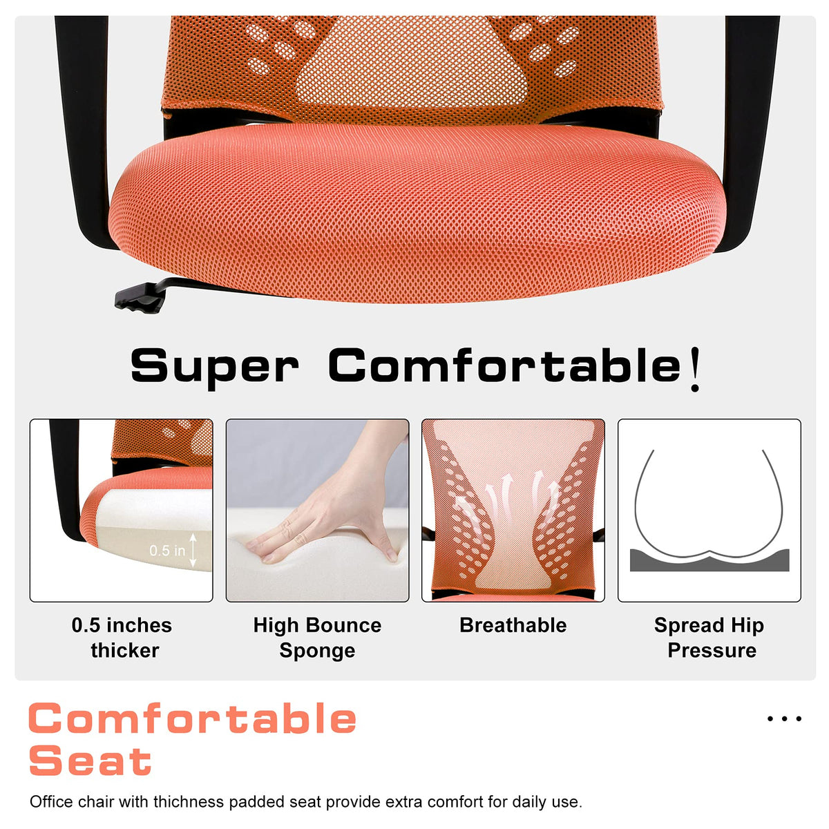 Orange Mesh Ergonomic Office Chair with Lumbar Support I8059