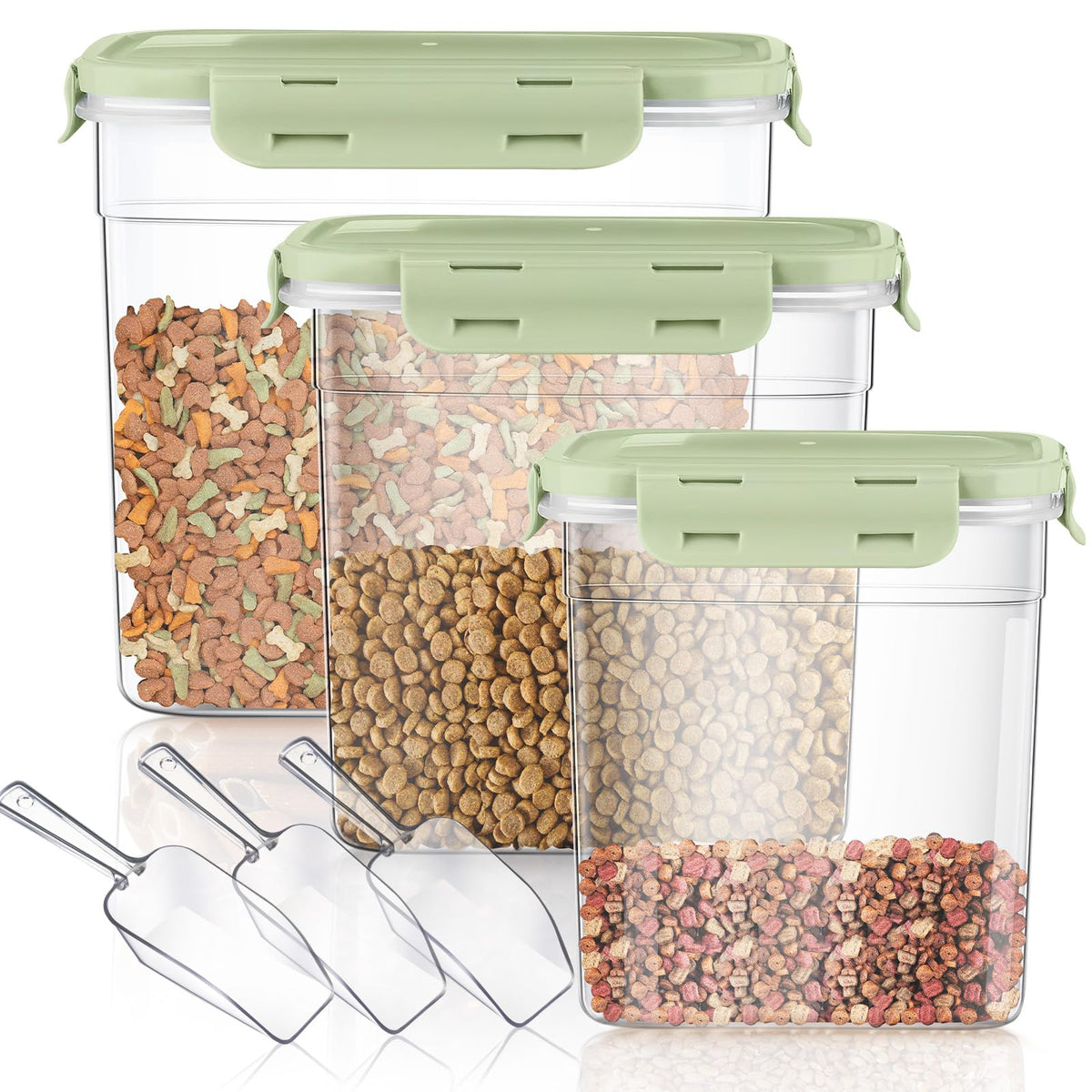 6 Pcs Dog and Cat Food Storage Containers with 2 Scoops C527677