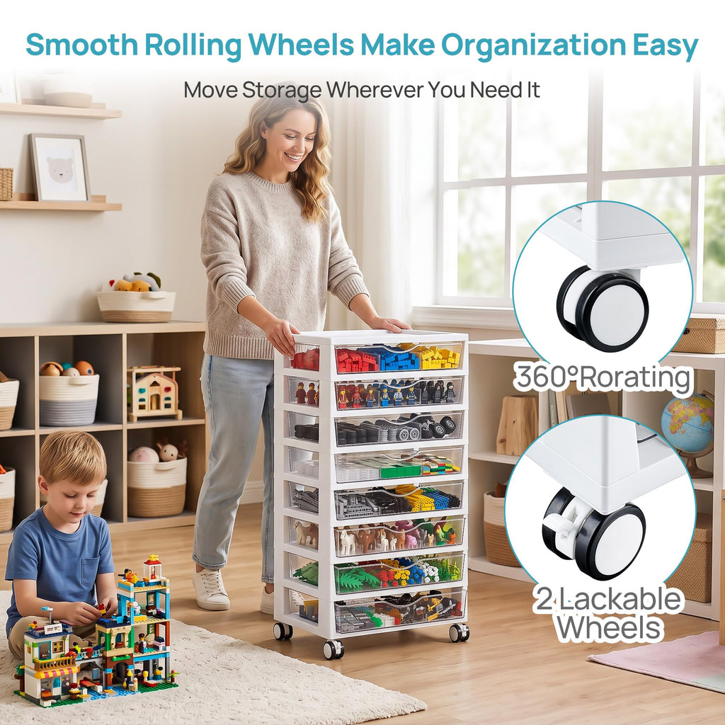 8 Tier Rolling Cart with Drawers Y16129