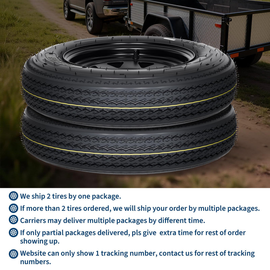 2-Pack Trailer Tire On Rim 5.30-12 4 Lug 12 in Wheels Load Range C Black R80395